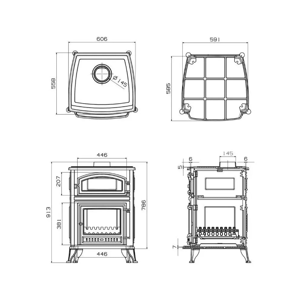 ESTUFA DE LEÑA DE FUNDICIÓN CON HORNO ANTARES NEW 18 KW EIDER BIOMASA