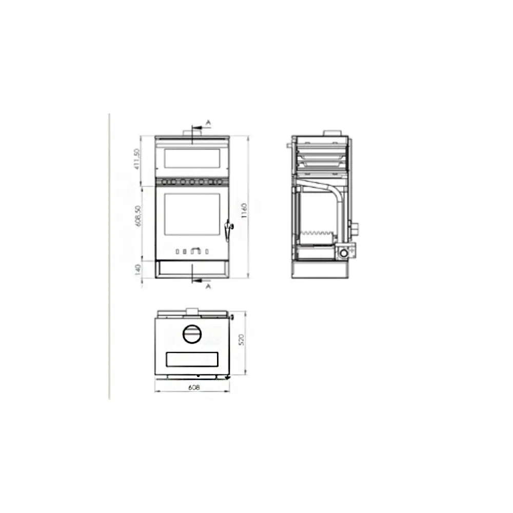 ESTUFA DE LEÑA TAKASHI VENTILADA VISIÓN HORNO 12,84KW EIDER