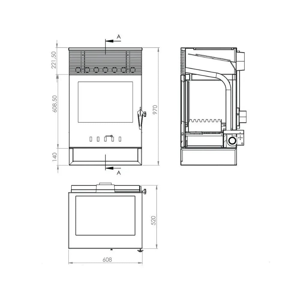 ESTUFA DE LEÑA VENTILADA TOKIO VISION 14,99 KW EIDER BIOMASA