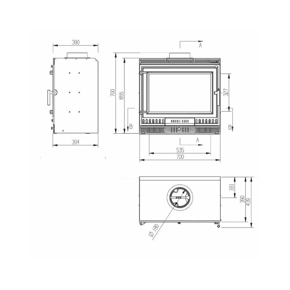 CHIMENEA INSERTABLE DE LEÑA CON VENTILACIÓN AURORA ECO IRON 70 DE FUNDICIÓN EIDER BIOMASA