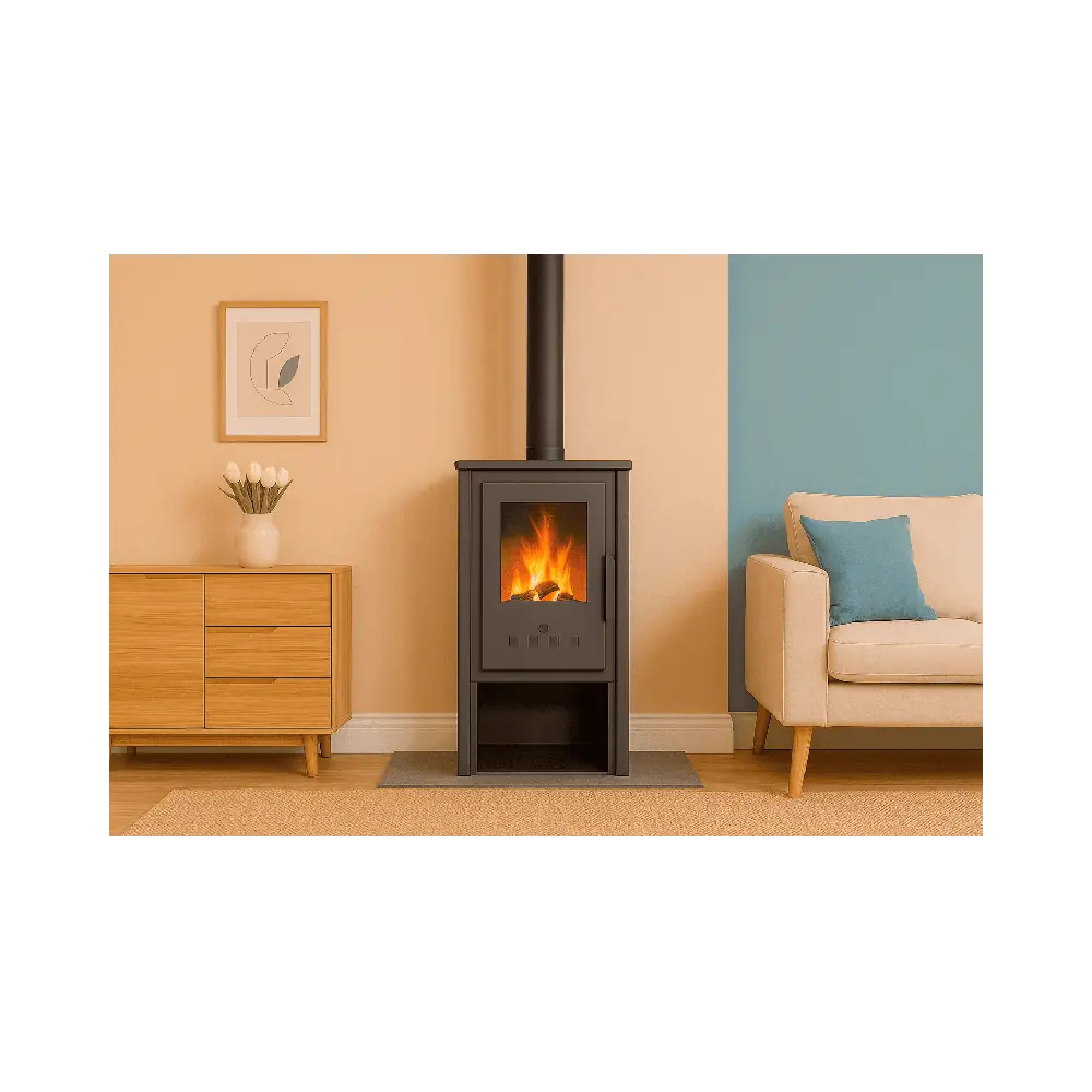 ESTUFA DE LEÑA AMINA CON LEÑERO INFERIOR EIDER BIOMASA