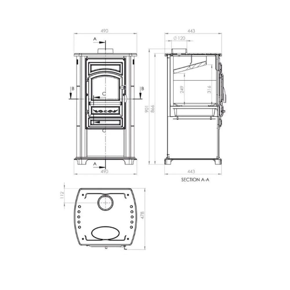 ESTUFA DE LEÑA FUNDICIÓN FORTE 6,64 KW EIDER BIOMASA