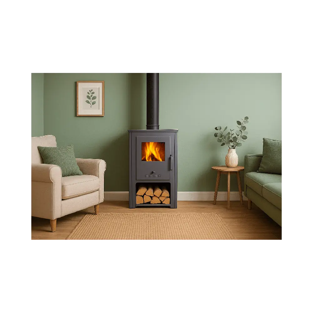 ESTUFA DE LEÑA SAMIRA CON LEÑERO INFERIOR EIDER BIOMASA