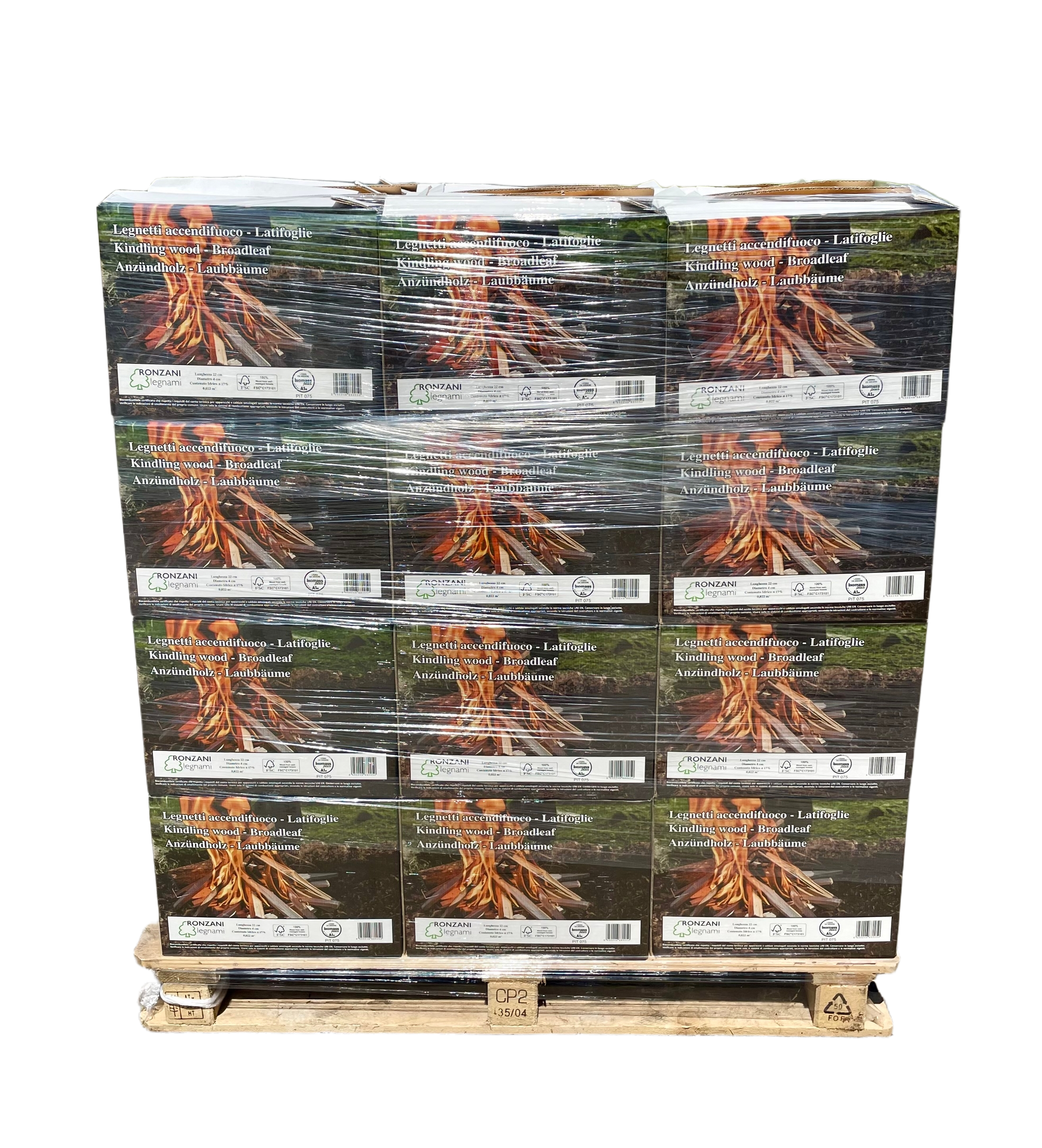 Legnetti Accendifuoco di Latifoglie - 22 cm - Certificati FSC e BiomassPlus - Naturali, Ecologici - Per Barbecue, Camini, Stufe e Forni. 36 scatole